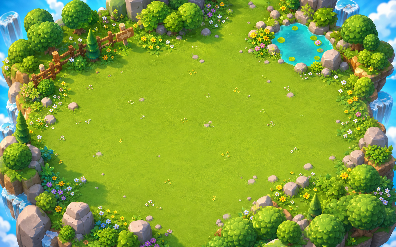The floating Joy Gardens battlefield environment.